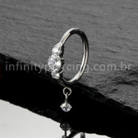 Piercing Argola Titânio Zircônia Cravejada Com Pingente