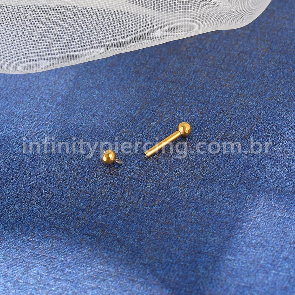 Piercing Barbell Titânio Lapidada Com Zircônia Cravada Rosca Interna