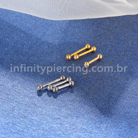 Piercing Barbell Titânio Lapidada Com Zircônia Cravada Rosca Interna