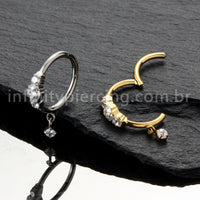 Piercing Argola Titânio Zircônia Cravejada Com Pingente