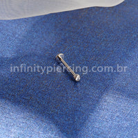 Piercing Labret Titânio Lapidada Com Zircônia Cravada Rosca Interna
