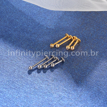 Piercing Labret Titânio Lapidada Com Zircônia Cravada Rosca Interna