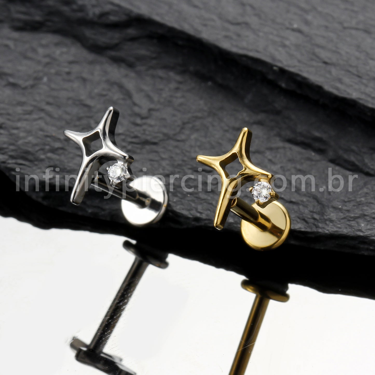 Piercing Labret Titânio Estrela