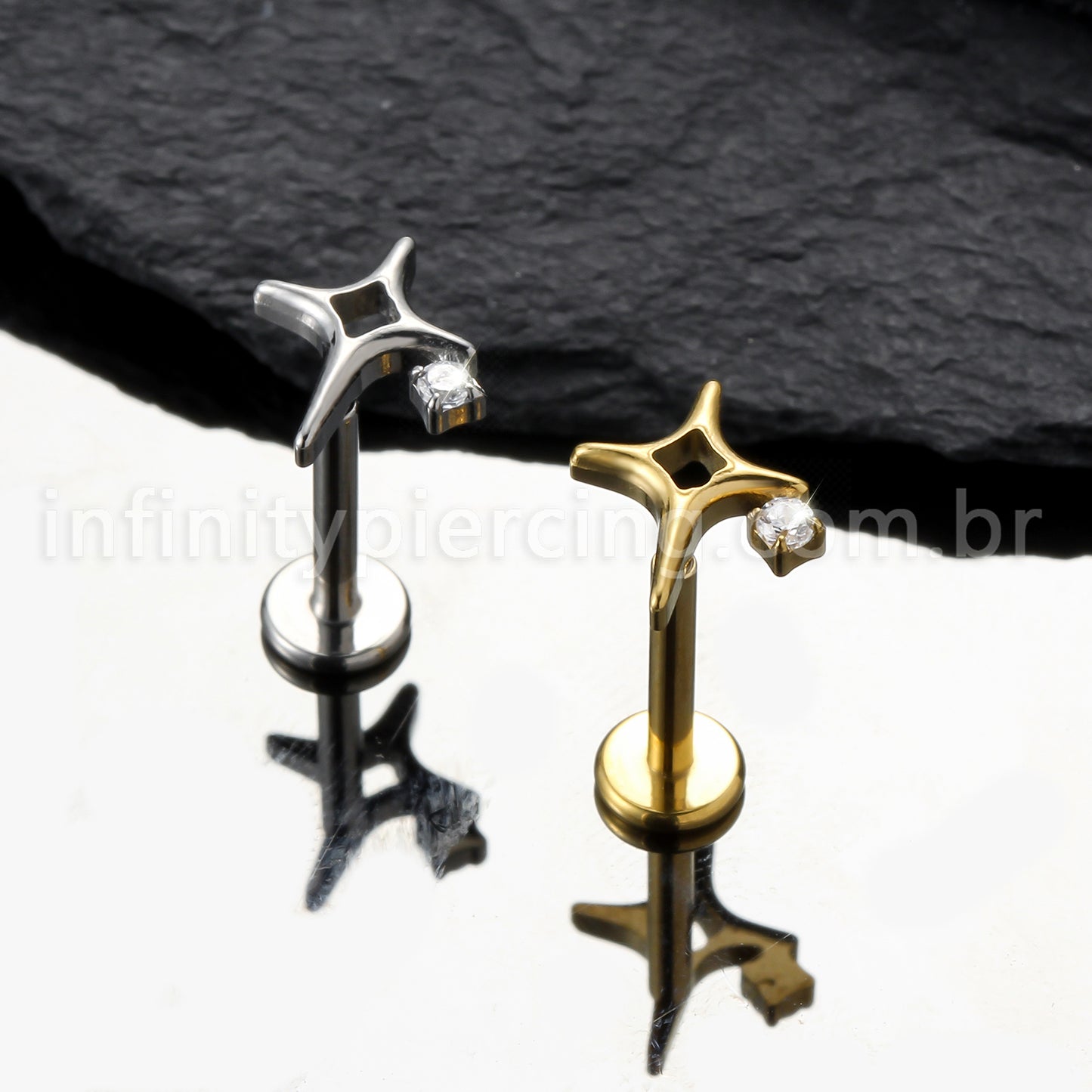 Piercing Labret Titânio Estrela