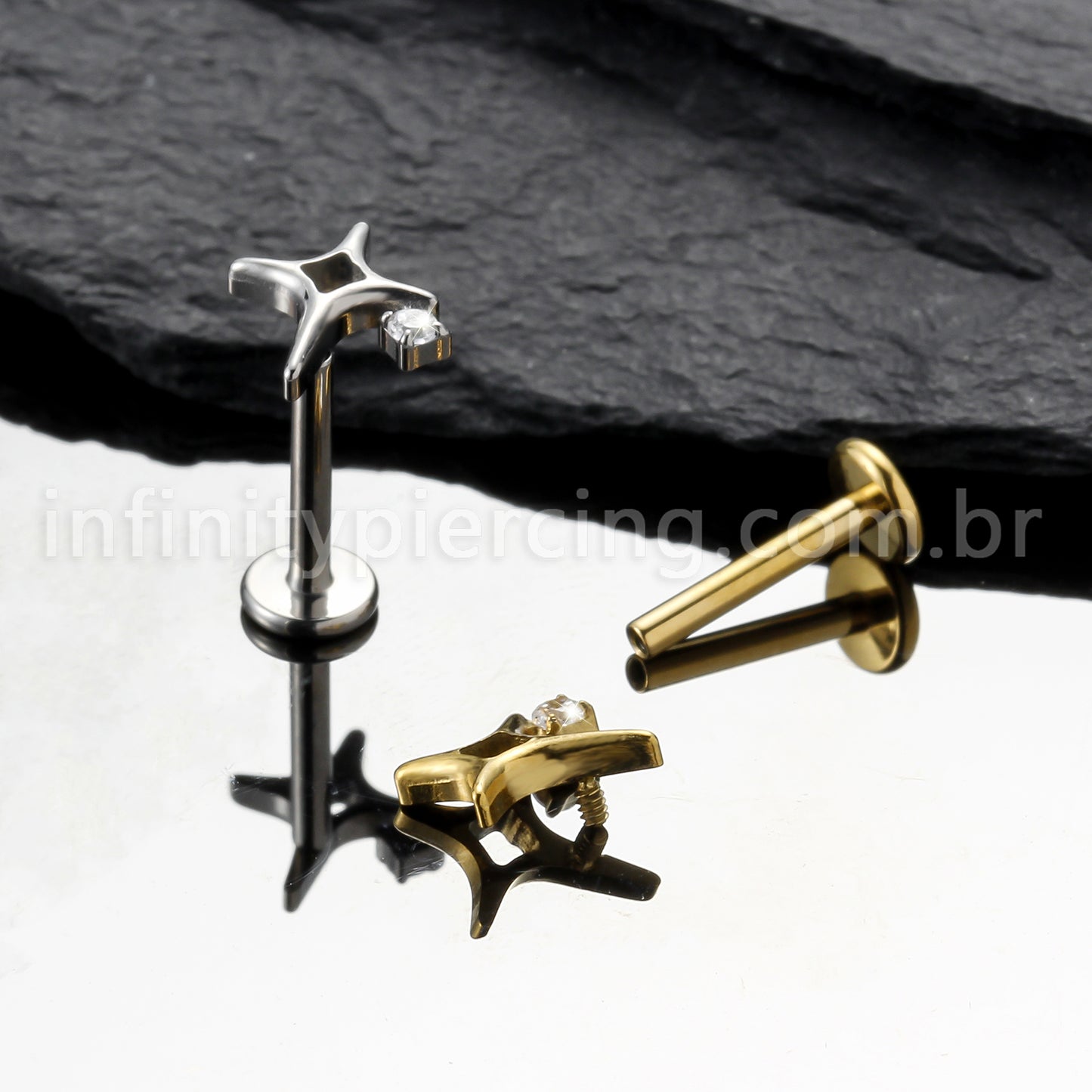 Piercing Labret Titânio Estrela