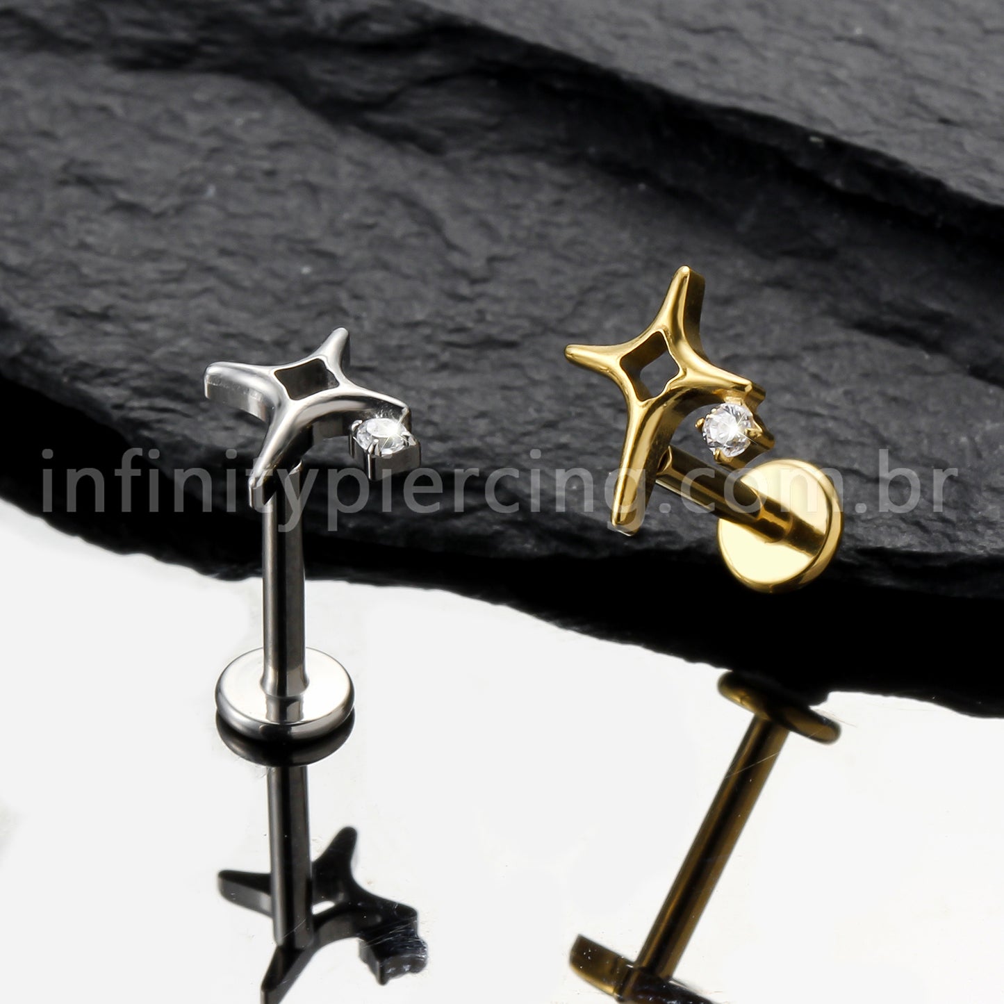 Piercing Labret Titânio Estrela