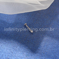 Piercing Labret Titânio Lapidada Com Zircônia Cravada Rosca Externa