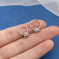 Piercing Captive Aço Cirúrgico 3 Pedras Zircônia