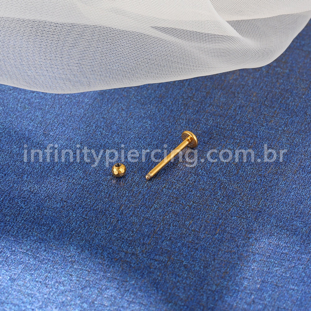 Piercing Labret Titânio Lapidada Com Zircônia Cravada Rosca Externa