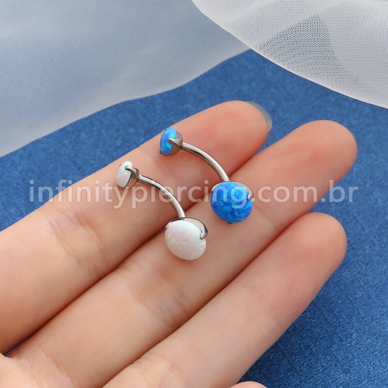 Piercing Banana Titânio 2 Pedras Opala