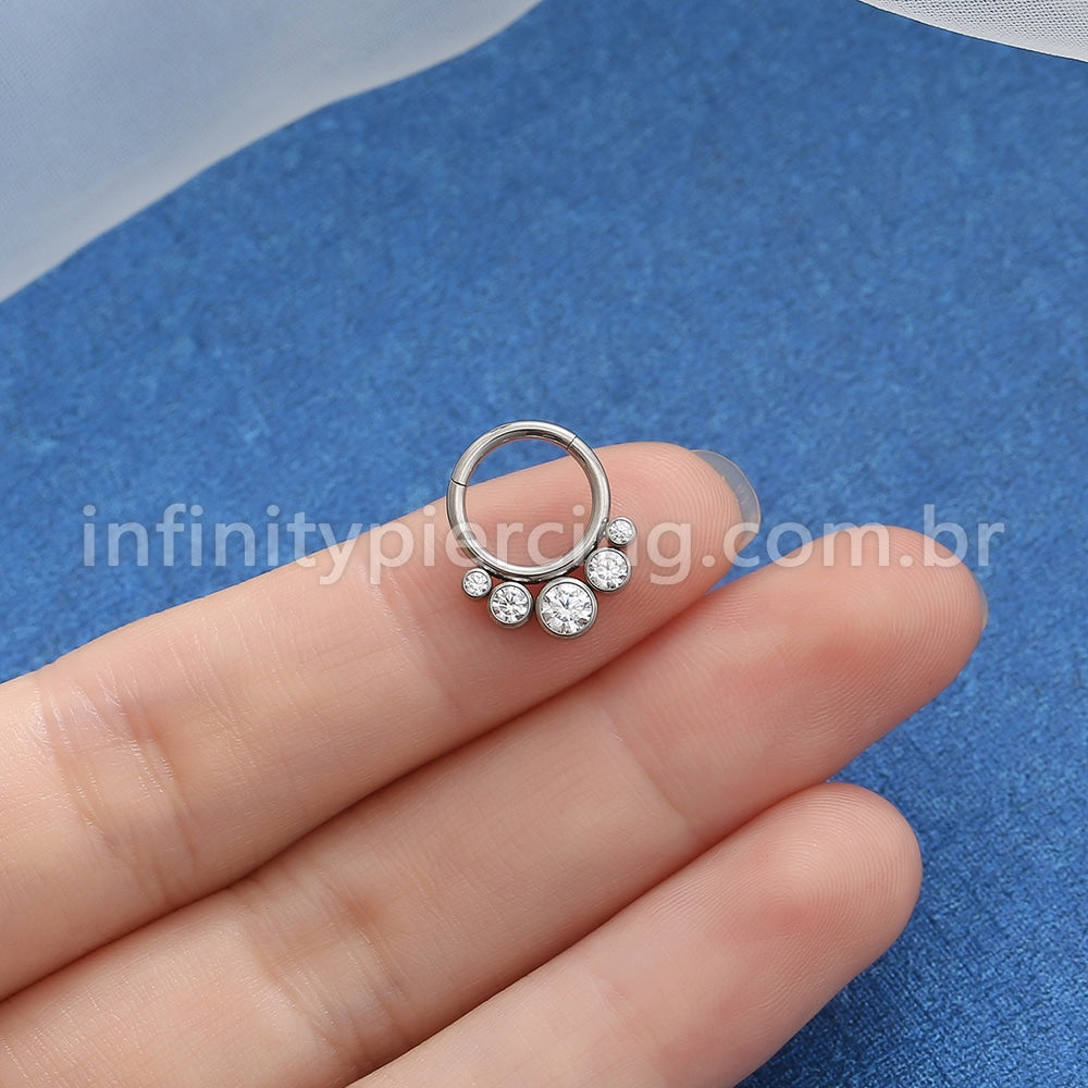 Piercing Argola Segmento Articulado Titânio Indiano Zircônia