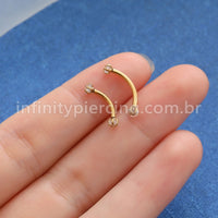 Piercing Microbell Curvo Aço Cirúrgico Zircônia Estrela