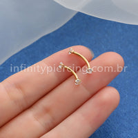 Piercing Microbell Curvo Aço Cirúrgico Zircônia Coração