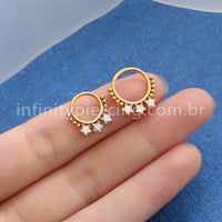 Piercing Argola Segmentada Aço Cirúrgico 3 Estrelas Zircônia