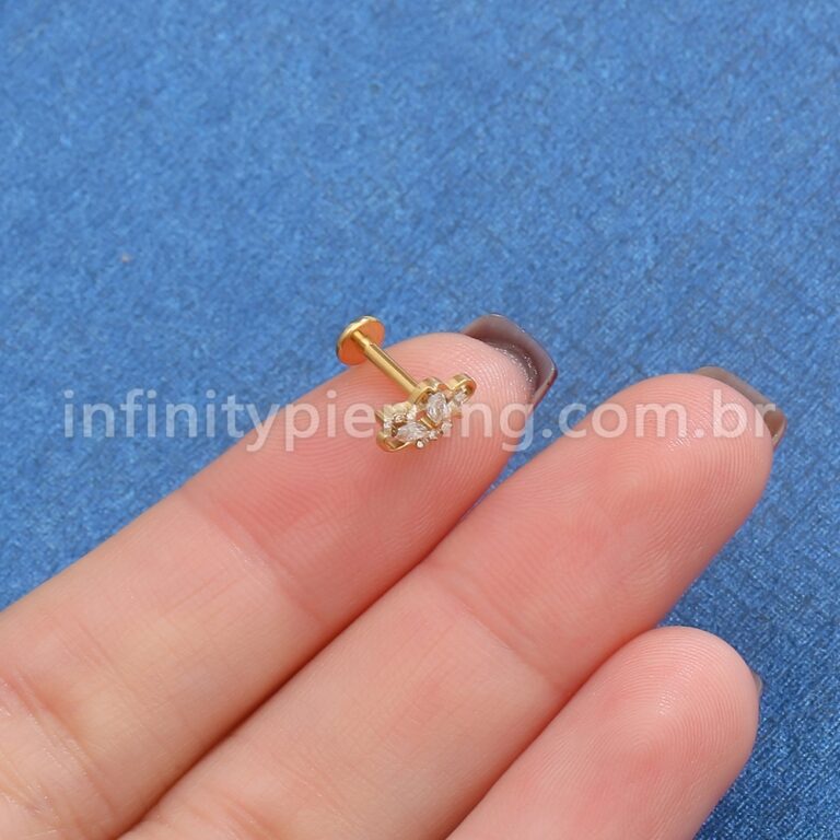Piercing Labret Titânio Zircônia Cravejada