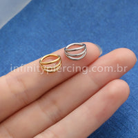 Piercing Argola Tripla Segmento Articulado Aço Cirurgico