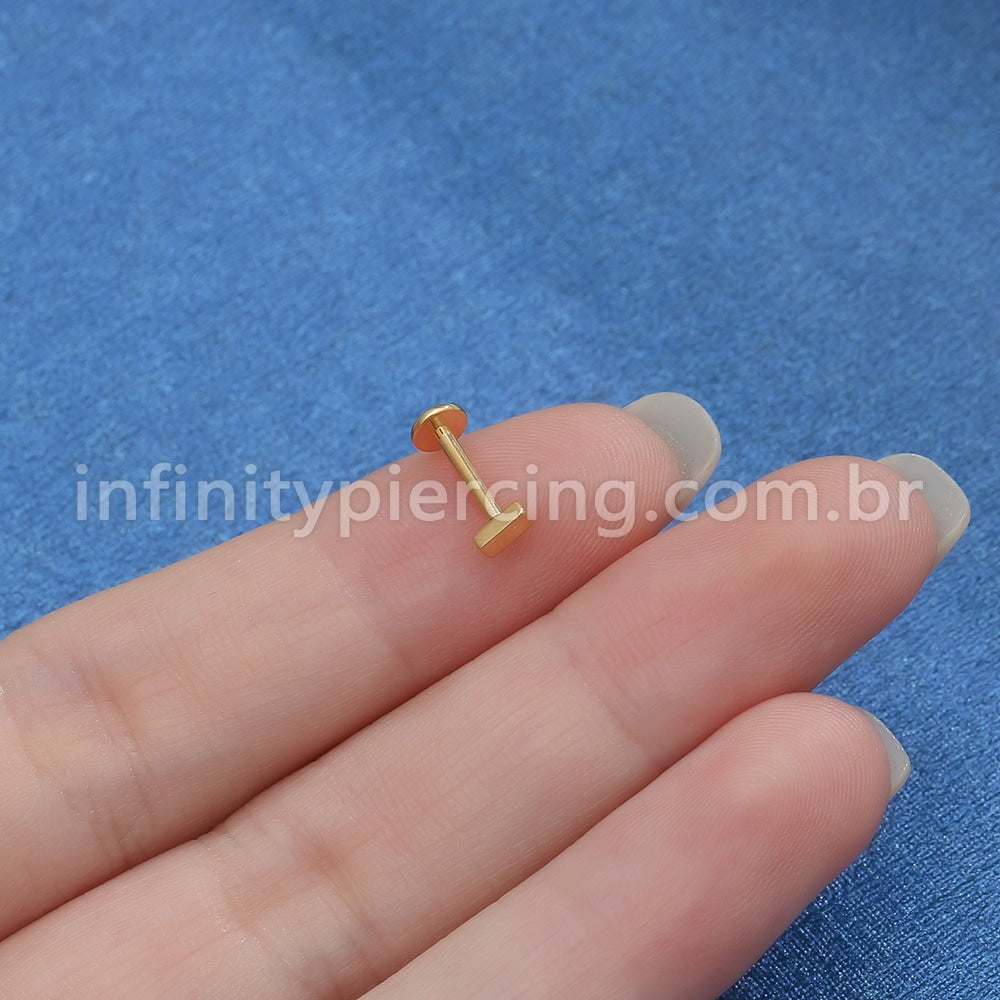 Piercing Labret Rosca Interna Titânio Retângulo
