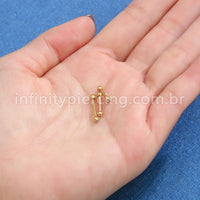 Piercing Barbell Titânio Lapidada Com Zircônia Cravada Rosca Externa