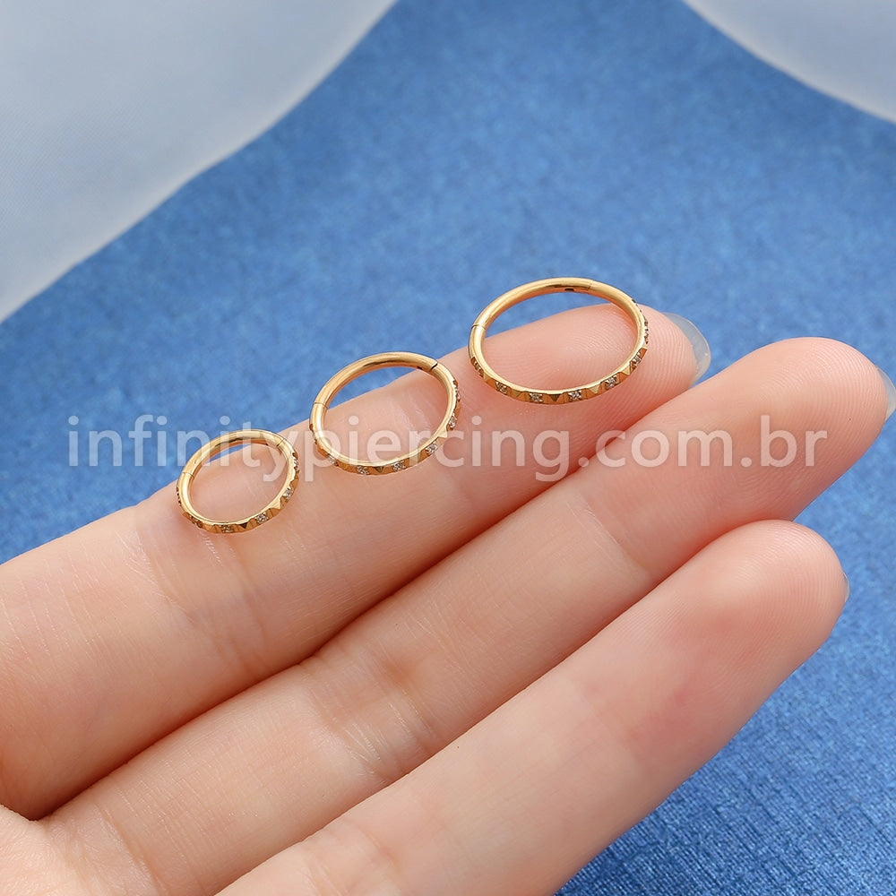 Piercing Argola Segmento Articulado Aço Cirurgico Zircônia Com Detalhe