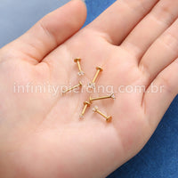Piercing Labret Aço Cirúrgico Push Pin Zircônia Quadrada