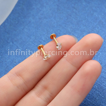 Piercing Labret Aço Cirúrgico Oval Zircônia