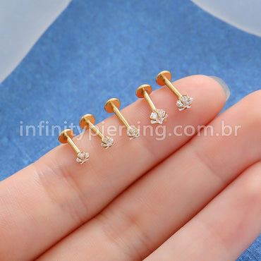 Piercing Labret Aço Cirúrgico Zircônia Flor