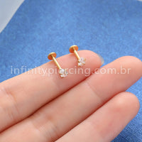 Piercing Labret Aço Cirúrgico Gota Zircônia