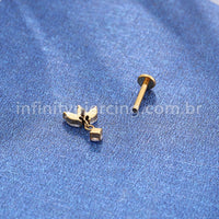 Piercing Labret Titânio Trio Com Pingente Zircônia