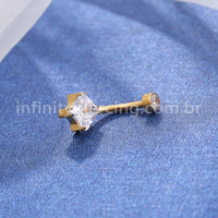 Piercing Banana Titânio Zircônia Quadrada