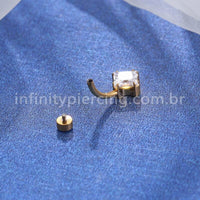 Piercing Banana Titânio Zircônia Quadrada