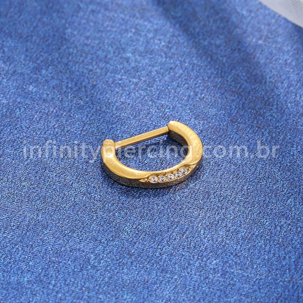 Piercing Meia Argola Aço cirúrgico Click Zircônia Lateral