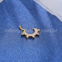 Piercing Argola Titânio Segmento Articulado Dupla Fileira Zircônia Detalhes
