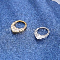 Piercing Argola Titânio Segmento Articulado Zircônia Cravejada Gota