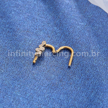 Piercing Coração Aço Cirúrgico Segmento Articulado Cobra Zircônia Cravejada