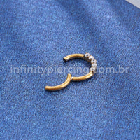 Piercing Argola Titânio Segmento Articulado 5 Pedras Zircônia