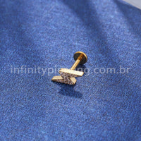 Piercing Labret Titânio Rosca Interna Raio Zircônia Cravejada