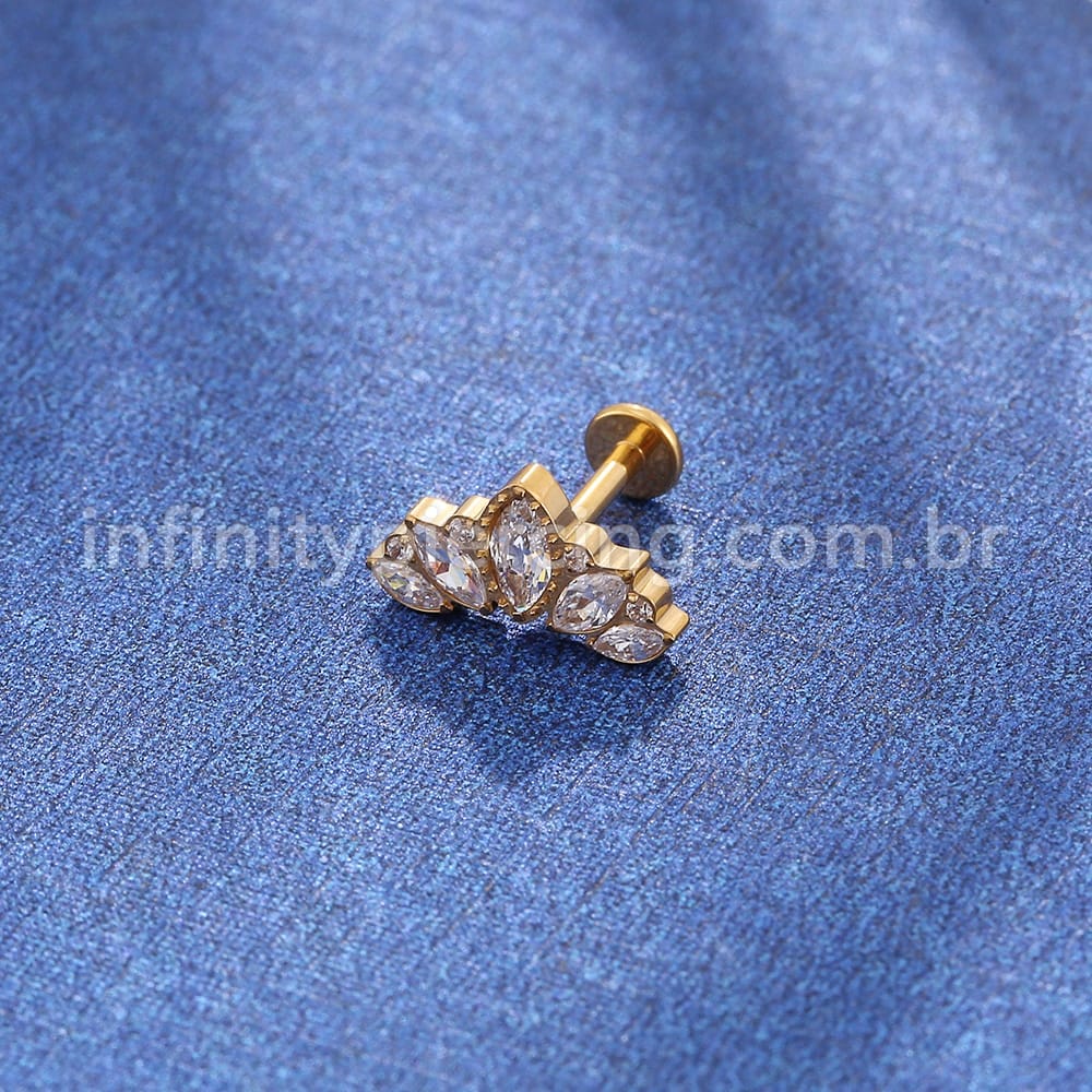 Piercing Labret Titânio Folhas Zircônia