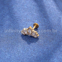 Piercing Labret Titânio Folhas Zircônia