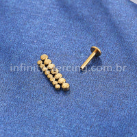Piercing Labret Titânio Dupla Fileira Zircônia Grande