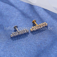 Piercing Labret Titânio Dupla Fileira Zircônia Grande