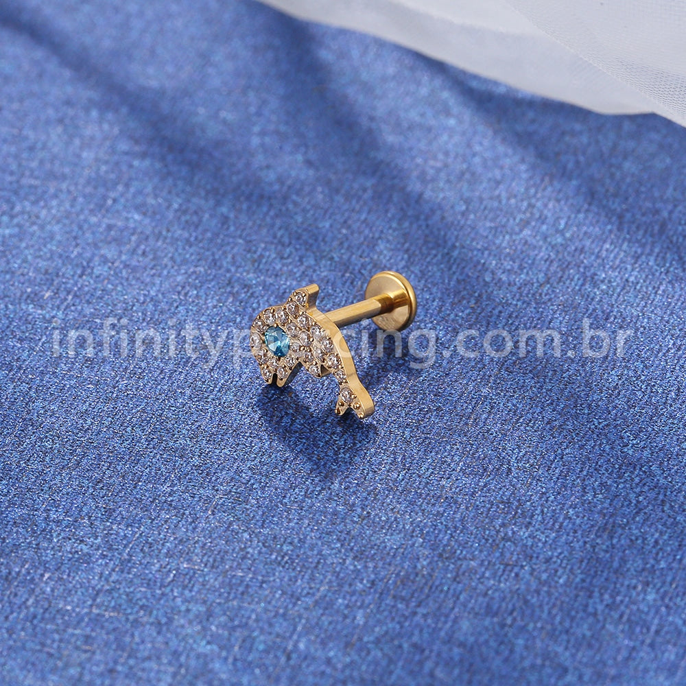 Piercing Labret Titânio Golfinho Zircônia