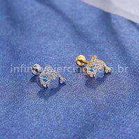 Piercing Labret Titânio Golfinho Zircônia
