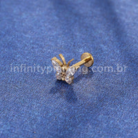 Piercing Labret Titânio Borboleta Zircônia