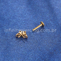 Piercing Labret Titânio Borboleta Zircônia