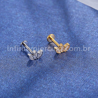 Piercing Labret Titânio Folhas Zircônia