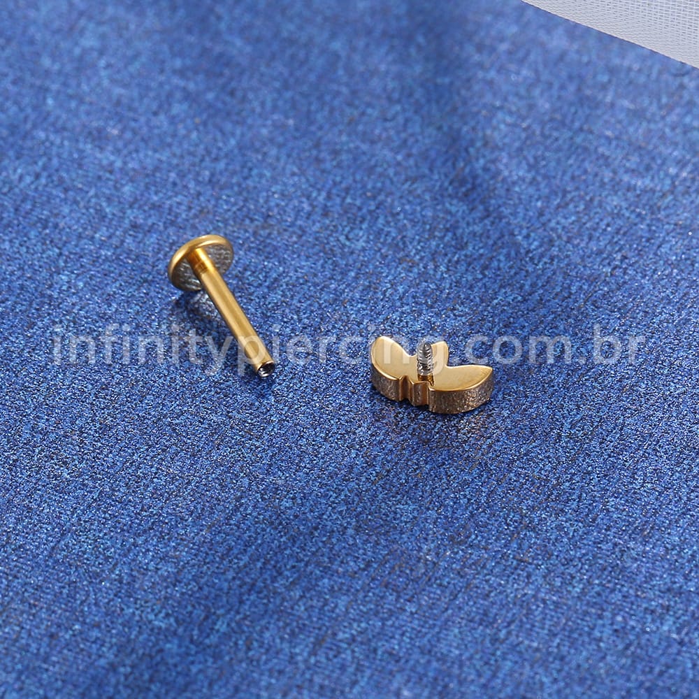 Piercing Labret Titânio Folhas Zircônia