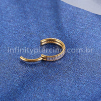 Piercing Argola Aço Cirúrgico Segmento Articulado Zircônias Retangulares