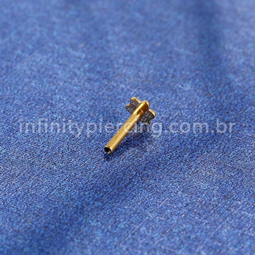 Haste Para Labret Titânio Base Flor