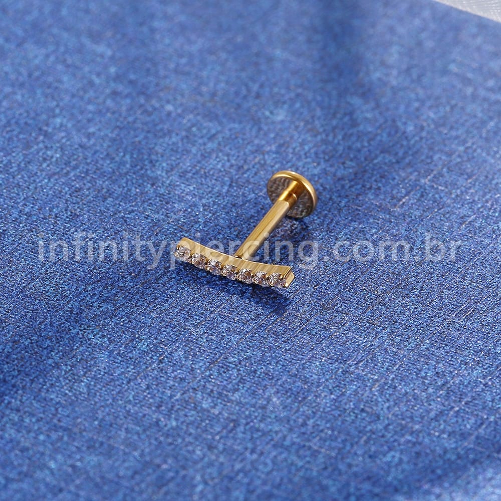 Piercing Labret Titânio Barra Curva Zircônia