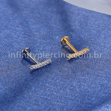 Piercing Labret Titânio Barra Curva Zircônia